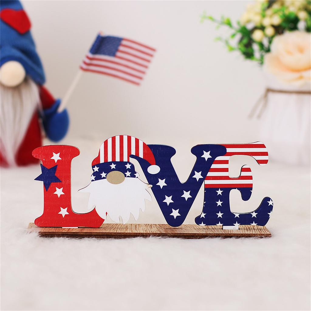 Home Table Decoration Independence Day Decoration Memorial Patriotic Wooden Lettering Party Home Desk Decoration Yard Sign