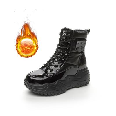 Новые зимние теплые короткие ботинки из натуральной кожи с толстой подошвой, плюшевые женские туфли, детские повседневные зимние ботинки с подошвой из соснового пирога