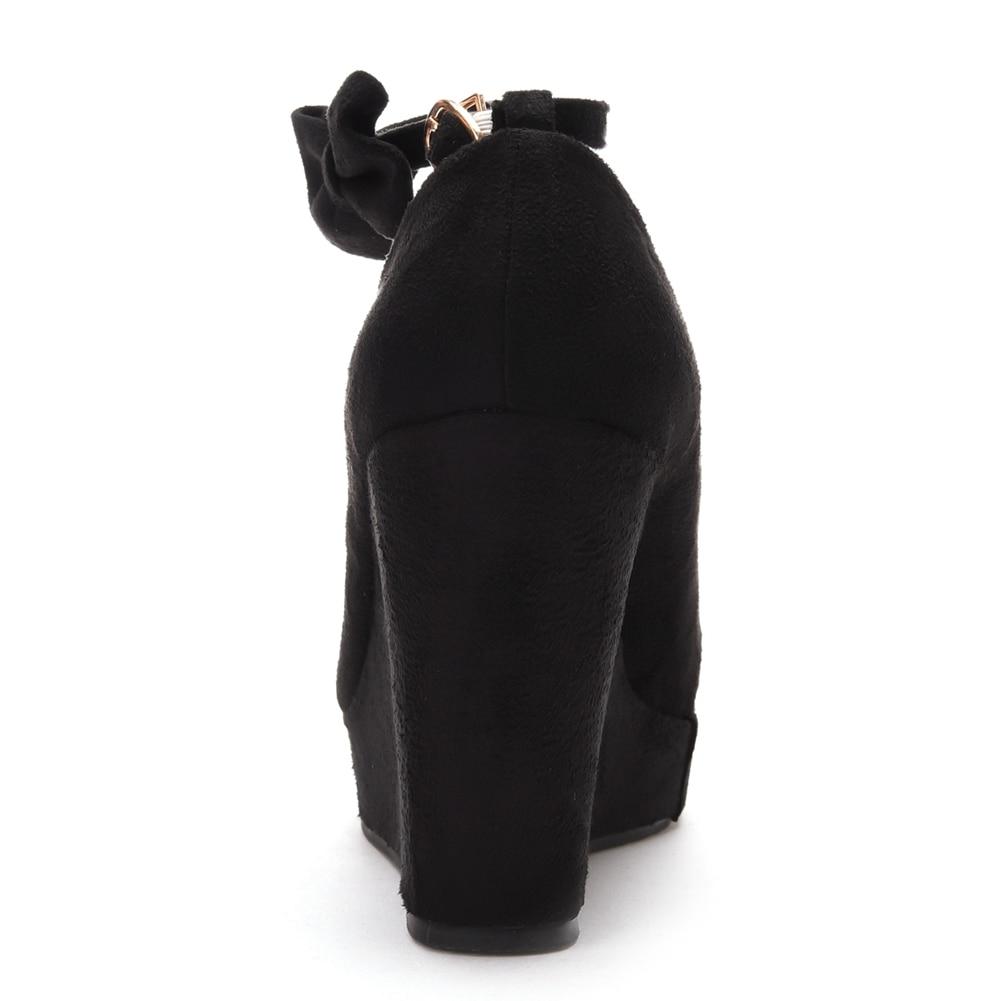 Модные женские туфли-лодочки на высоком каблуке на танкетке с пряжкой и бабочкой на платформе для женщин, свадебные туфли больших размеров