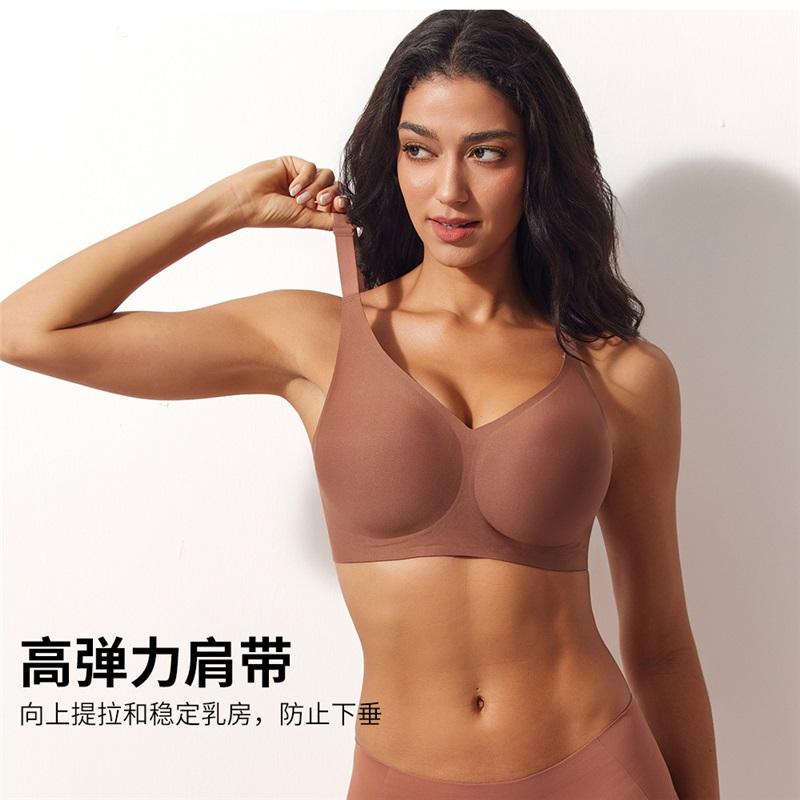 Jelly Glue Underwear Women's Seamless European And American Large Size Big Breasts Bra Gathered Breast Milk Without Steel Ring Bra