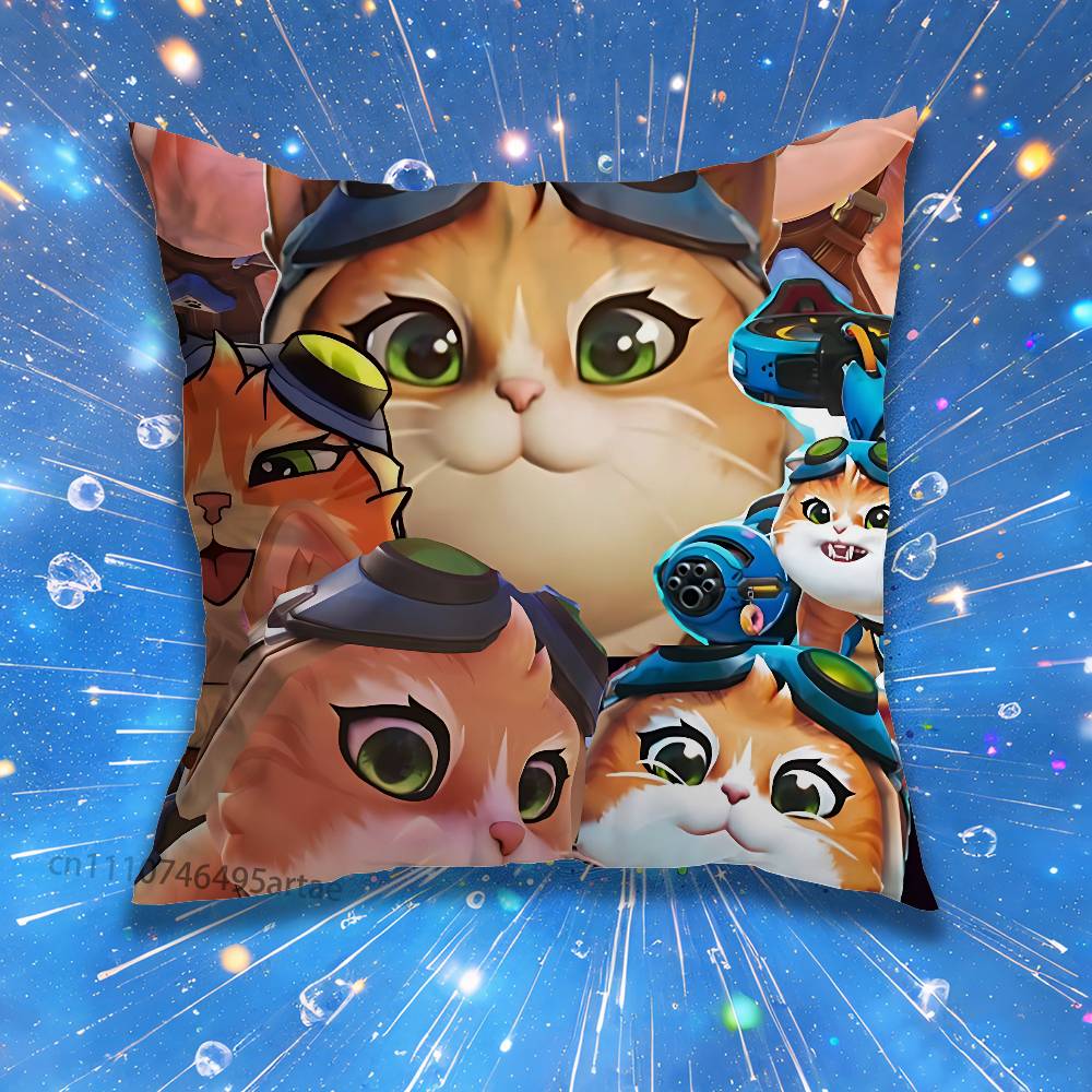 OOverwatch JetpackS cat Pillow Case For Home Bedroom Car Office Decoration Living Room Sofa Cushion Cover Suitable