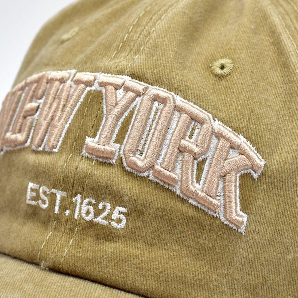 Cotton Sport Duck Tongue Cap Washable Letter Embroidery Sun Hats New York Baseball Cap  Summer