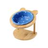 Wooden Stand Cat Ceramic Bowl Ergonomic Anti Vomiting Bowl Dog Cat Feeder  For Cat Dog