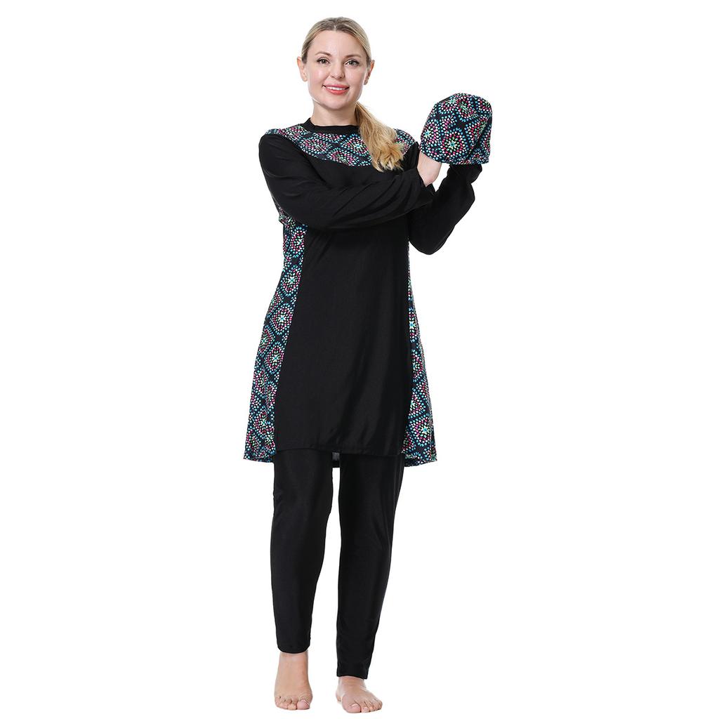 3XL-8XL плюс размер женский мусульманский купальник мусульманка полное покрытие женский купальный костюм высокоэластичный консервативный комплект из 3 предметов пляжная одежда