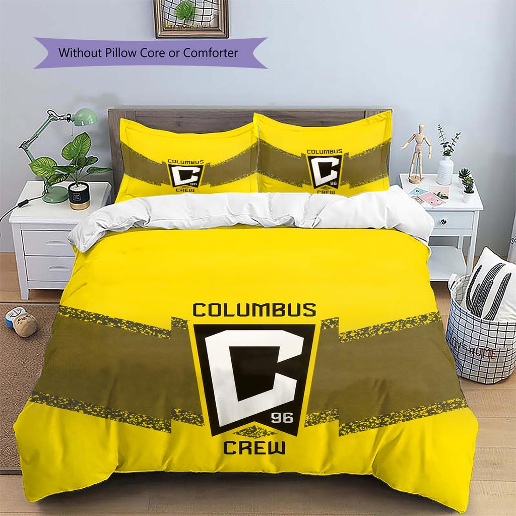 Columbus Crew Pattern Bedding Quilt Set Home Decoration Gift (1 * duvet cover + 2 * pillowcase without core)