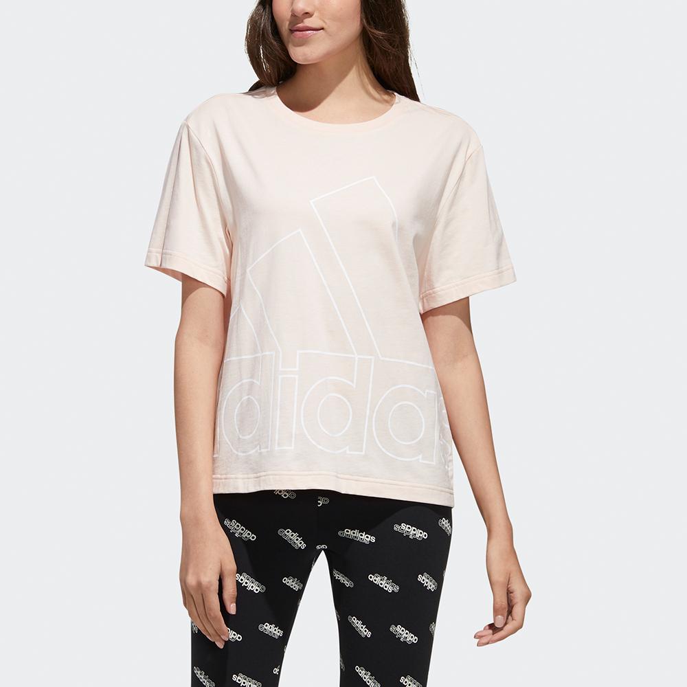 Adidas Спортивная повседневная футболка с логотипом, женские топы, розовые GK3332