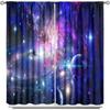 2pcs Space Theme Doorway Curtain Set with Galaxies Design Polyester Panel Drapes for Various Room Window Treatments Panels