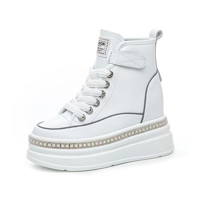 Мода 2025 Осень Ранняя Зима Обувь Женская Современные Ботильоны Натуральная Кожа Женские Туфли на Плоской Платформе Черные Белые Каблуки 8см D521