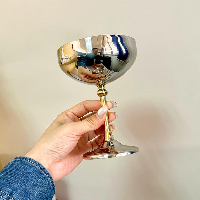 304 нержавеющая сталь высокая ножка дизайн бар десерт чашка креативная салатница ресторан серебряный ретро стаканчик для мороженого аксессуары