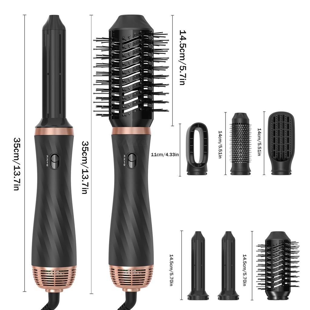 6 in 1 Hot Air Styler Brush 1000W Ionic Hair Dryer Brush Comb Volumizer One Step Hair Straightener and Curler Air Styler