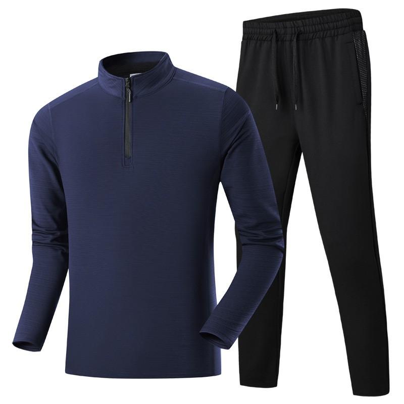 Mens Sportswear Set Long Sleeve Top Pants Lightweight Athletic Tracksuit Running Gym Outdoor Fitness