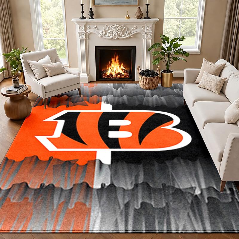 Cincinnati Bengals Carpet Door Mat for Living Room or Bedroom Protective Mat Under Chair Office Decoration Christmas Gift Birthday Present