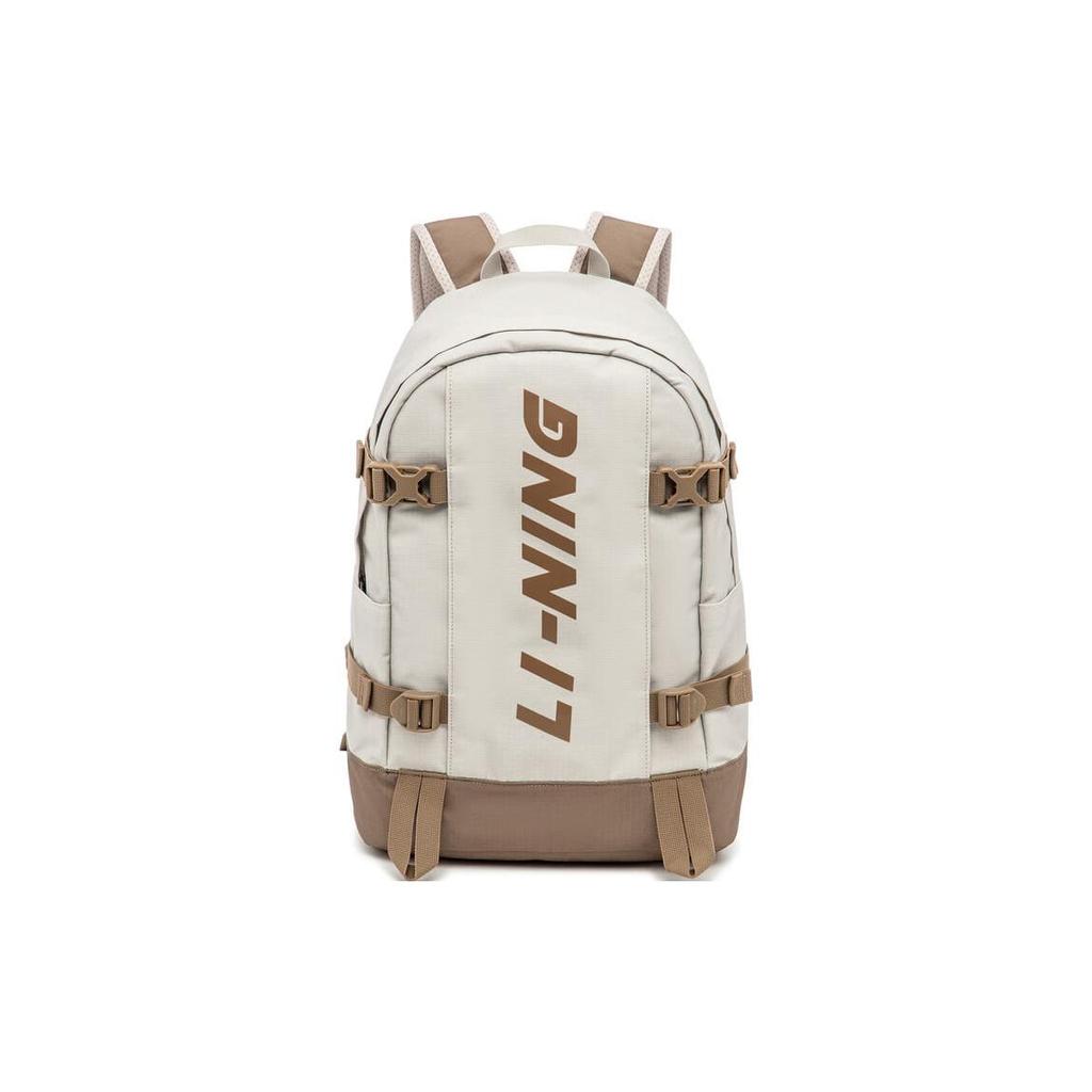 Li Ning Sports Life Collection Polyester Backpack Regular Unisex Oat Gray & Khaki Brown ABSU125-2