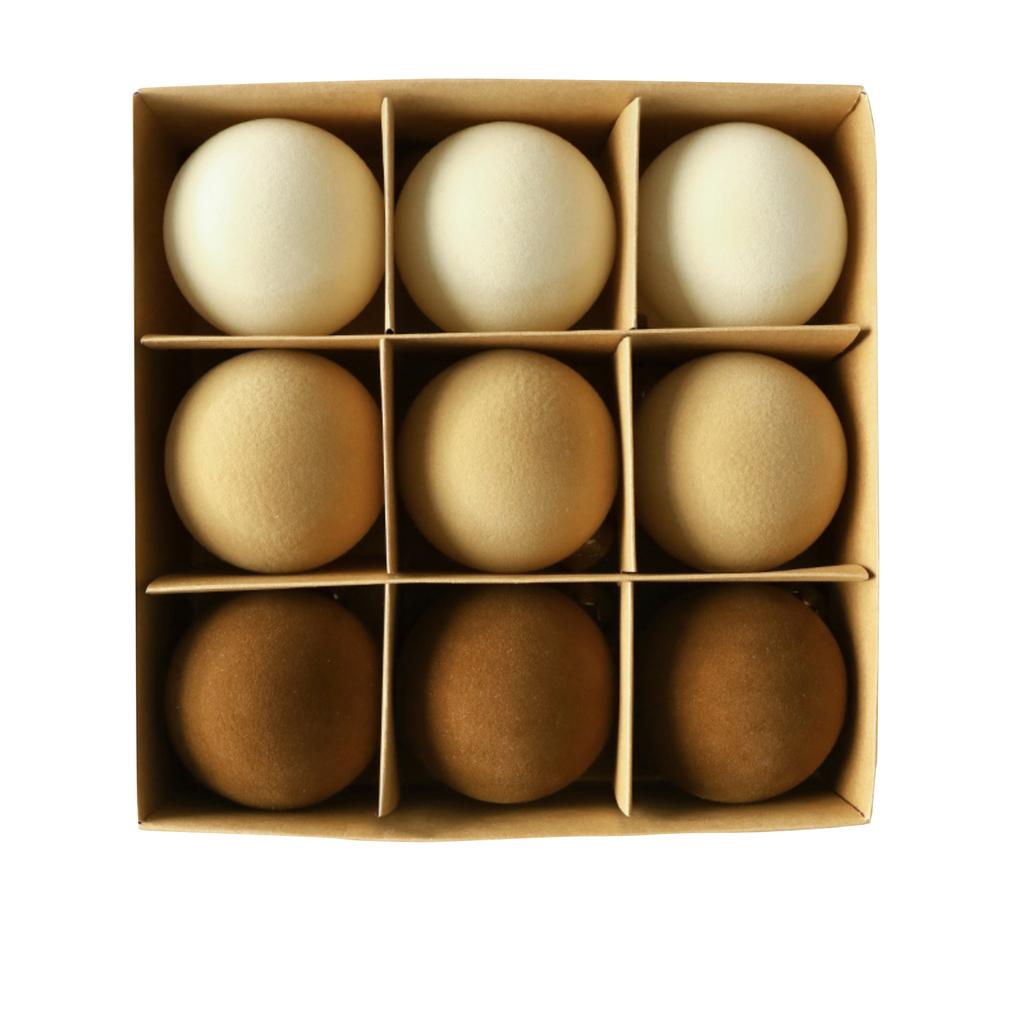 8cm 9pcs Mixed Color Plastic Flocked Christmas Balls, Colorful Hanging Balls, Christmas Tree Ornaments, Boxed, Window Decoration Round Balls