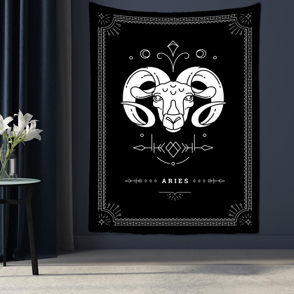 Черно-белый гобелен созвездия Таро, настенный Гобелен, научная фантастика, психоделическая магия, богемный хиппи, домашний декор