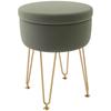 5L Velvet Feel Storage Ottoman Green