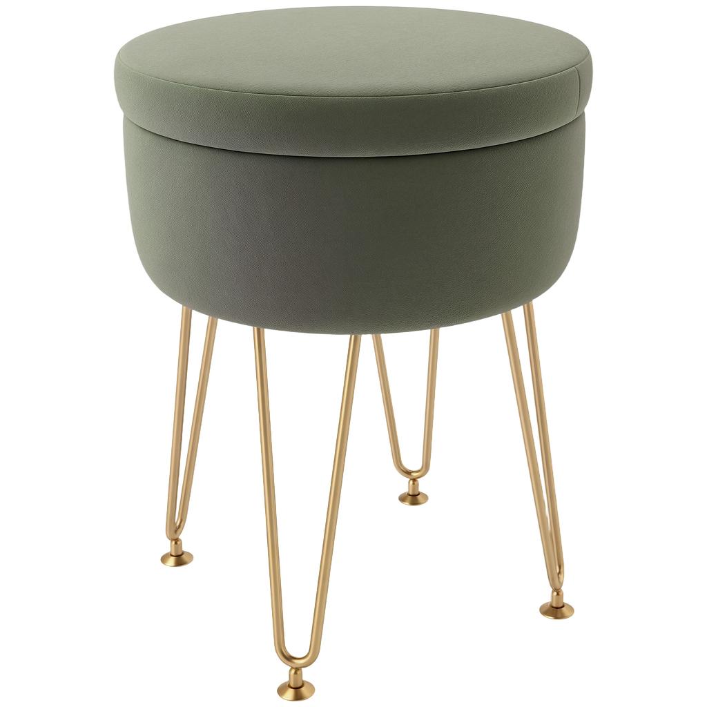 5L Velvet Feel Storage Ottoman Green