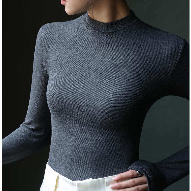 Вязаные пуловеры с полуводолазкой, женские нижние рубашки, элегантные корейские топы с длинными рукавами, трикотаж