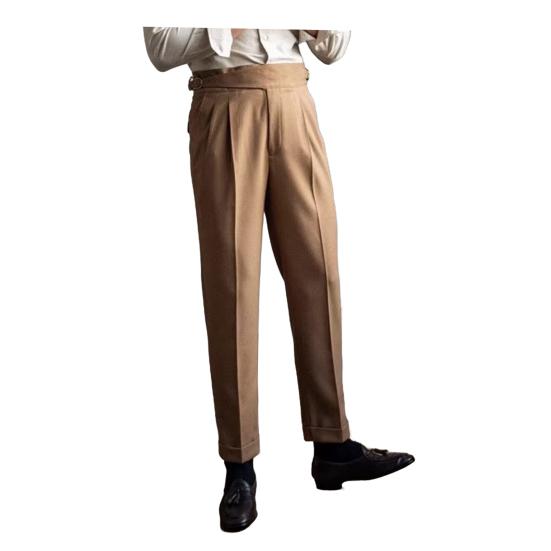 Мужские брюки-костюмы с застежкой-молнией и регулируемой талией, прямые брюки в английском стиле, однотонные, свободные, формальные, деловые, офисные брюки