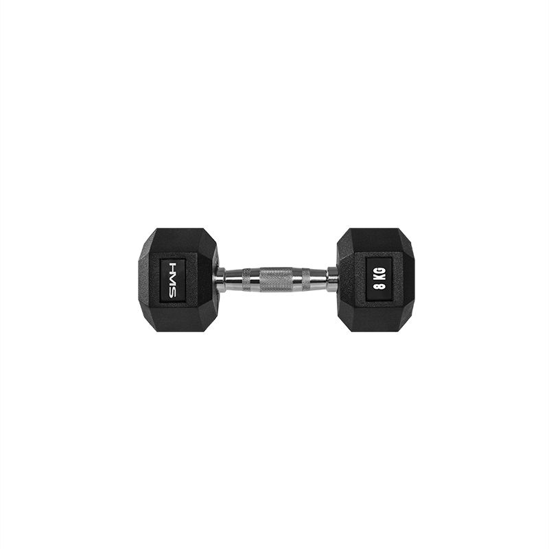 Rubber-coated dumbbell 8kg HEX PRO HMS