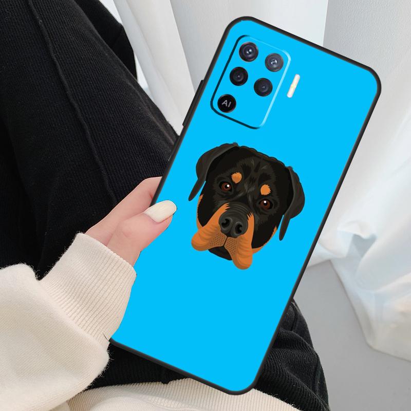Cute Rottweiler Dog Case For Oppo A96 A76 A16 A60 A98 A58 A78 A18 A38 A80 A40 A77 A57 A17 A74 A54 A94 A15 A5 Pro