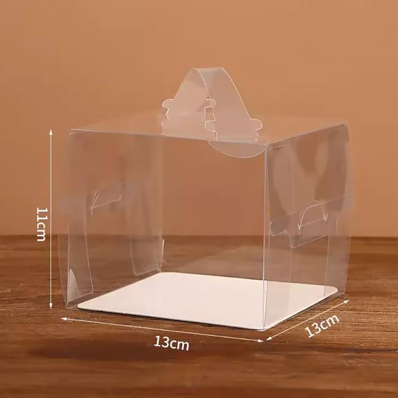 Прозрачная ручка для торта, мини-квадратный мусс, слоеное тесто, пластиковые упаковочные коробки, 5-дюймовая 6-дюймовая маленькая портативная коробка для выпечки десертов