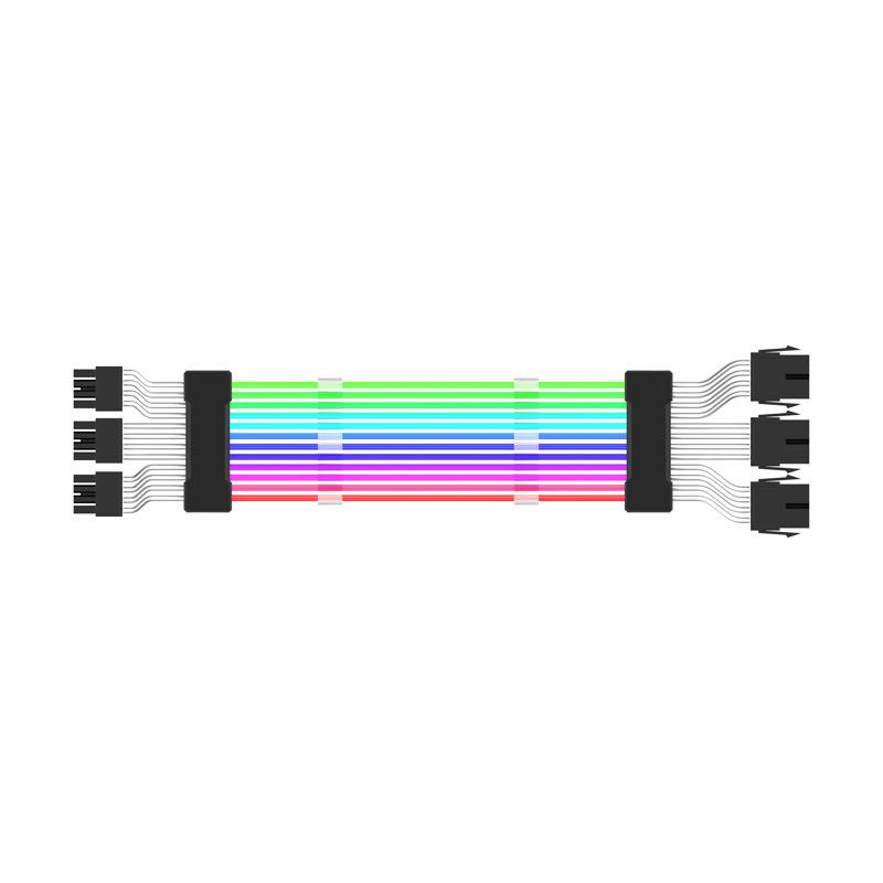 24-контактный адресуемый удлинительный кабель питания RGB ATX, кабели RGB для ПК 18AWG Удлинительный кабель блока питания для материнской платы для разъема материнской платы
