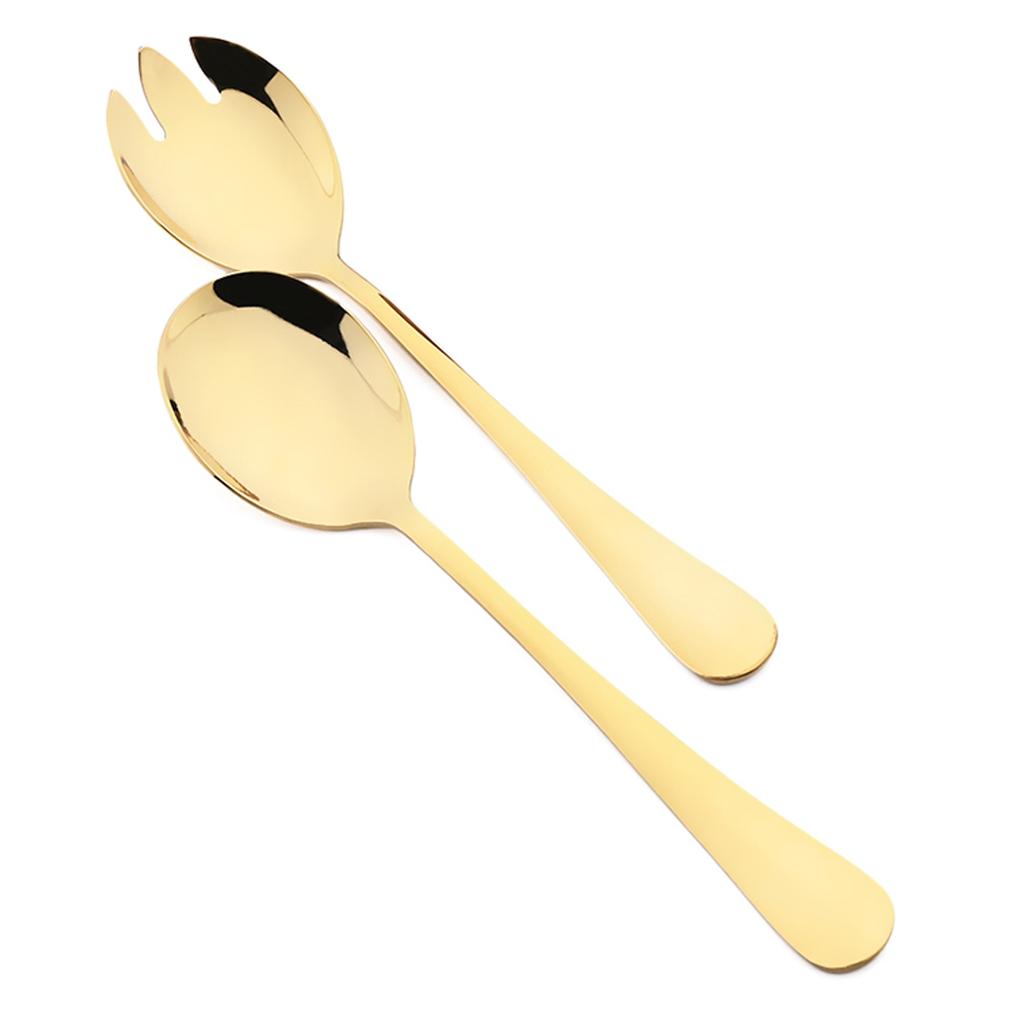 2pcs Mirror Stainless Steel Flatware Salad Fork Spoon Cutlery Set Service Fork Spoon Dinnerware Set Western Kitchen Tableware