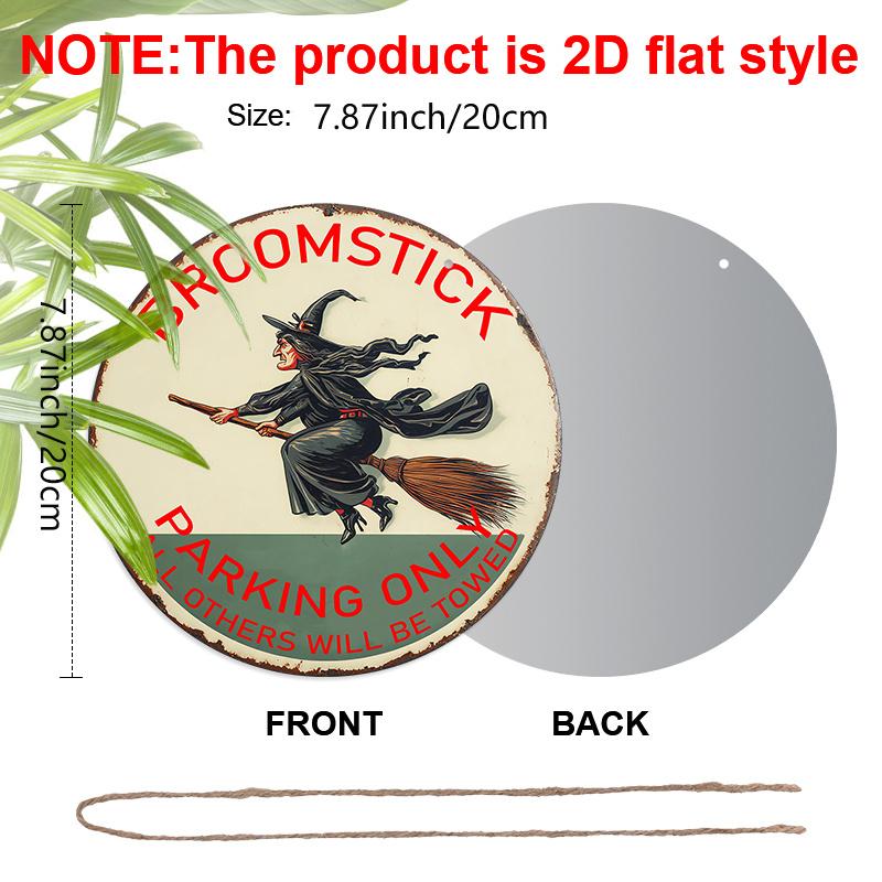 2D Flat Aluminium Halloween Witch Sign - Halloween Figurine Ornaments - Ideal for Front Door, Wall, Porch, Window Decor - Ideal Halloween Gift - No