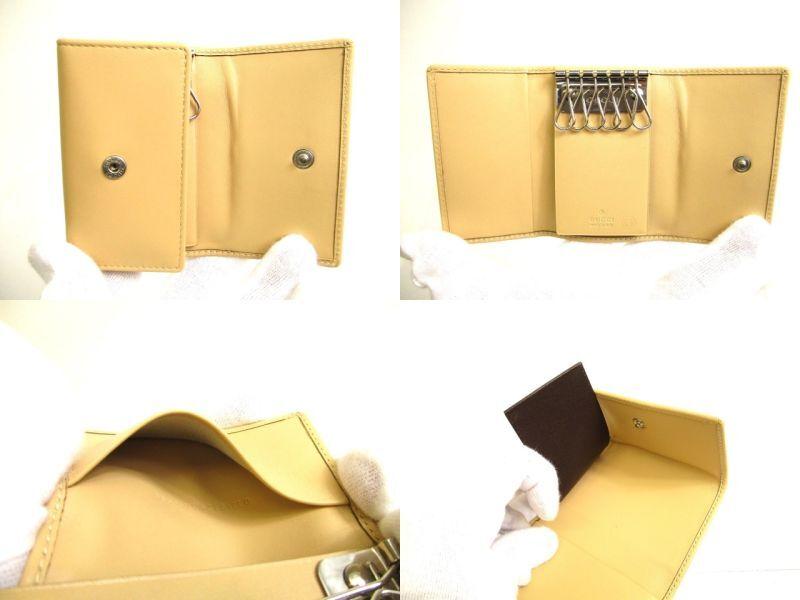 Authentic GUCCI Logo Beige Leather 6 Pics Key Cases #9626  Refurbished