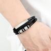 Multi-Layer Cool Rock Hip Hop Hand-Woven Braided Leather Bracelets Metal Magnet Clasp Retro Punk Leather Bracelet for Men