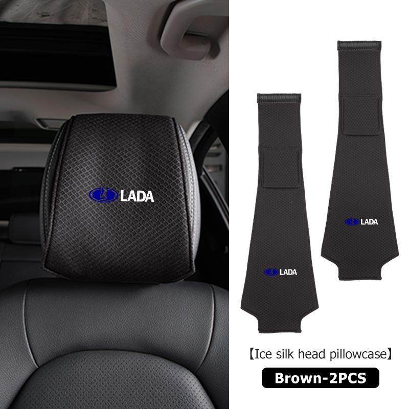 Car Headrest Cover Auto Seat Headrest Cushion Neck Pillow Case For Lada Vesta Niva Samara Kalina Largus Priora Xray Granta yhge5