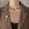 Fashionable Retro Pearl Studded Rose Brooch, Suit Brooch