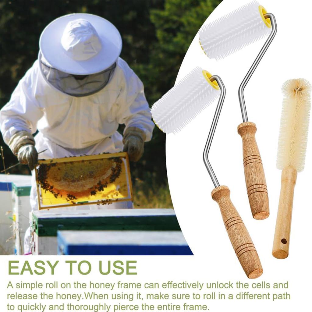 Honey Extractor Tools Honey Uncapping Roller Essential Beekeeping Tools Cleaning Brush for Efficient Honey Extraction