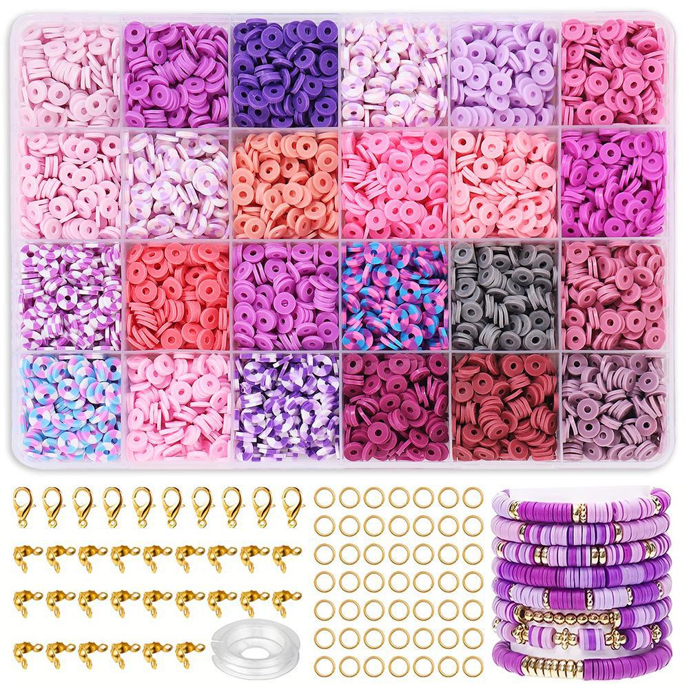 Набор для изготовления браслета из 24-сетчатой глины и рисовых бусин: Бусины 3 мм в 23 цветах для самодельных украшений