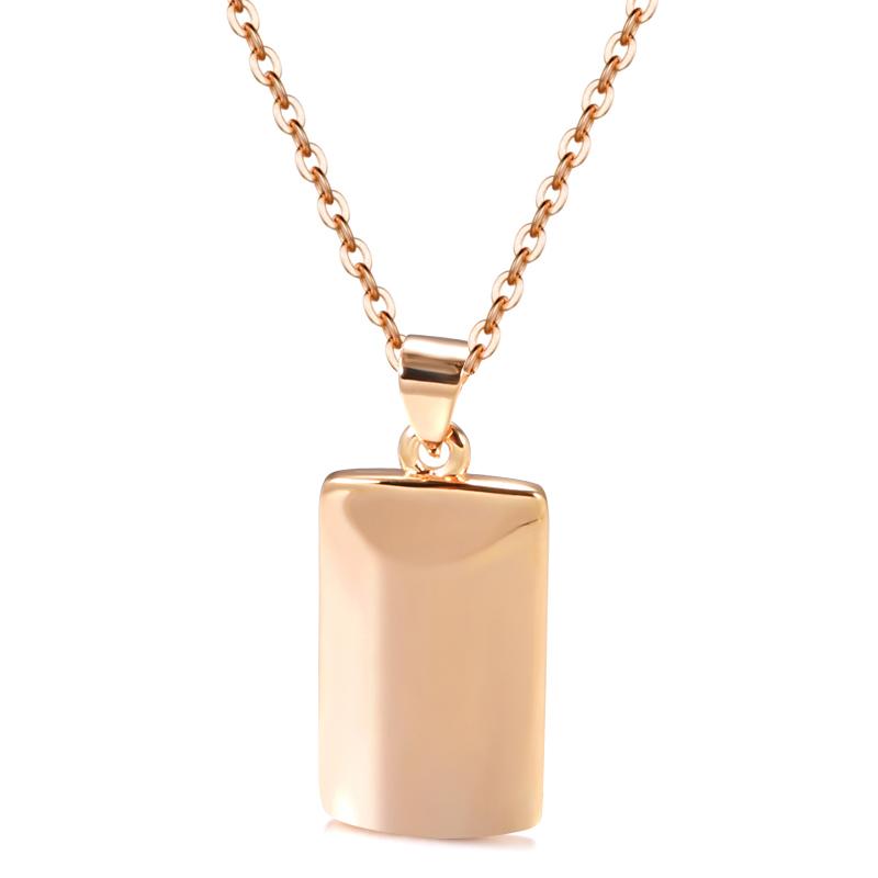 Kinel Glossy Simple Rose Gold Color Square Pendant Necklace