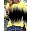 Women's T Shirt Casual Print Long Sleeve Regular Tops Crew Neck Daily Yellow Light Blue Spring Fall