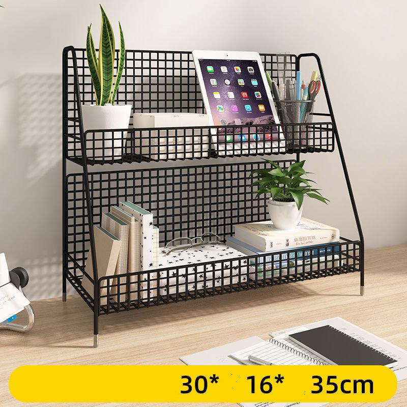 Desktop Shelf Storage Office Finishing Rack Bedside Bay Window Table Multi-layer Wrought Iron Desk Small Book Shelf