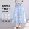 Summer Monet Water Lily Print A-line Half Skirt