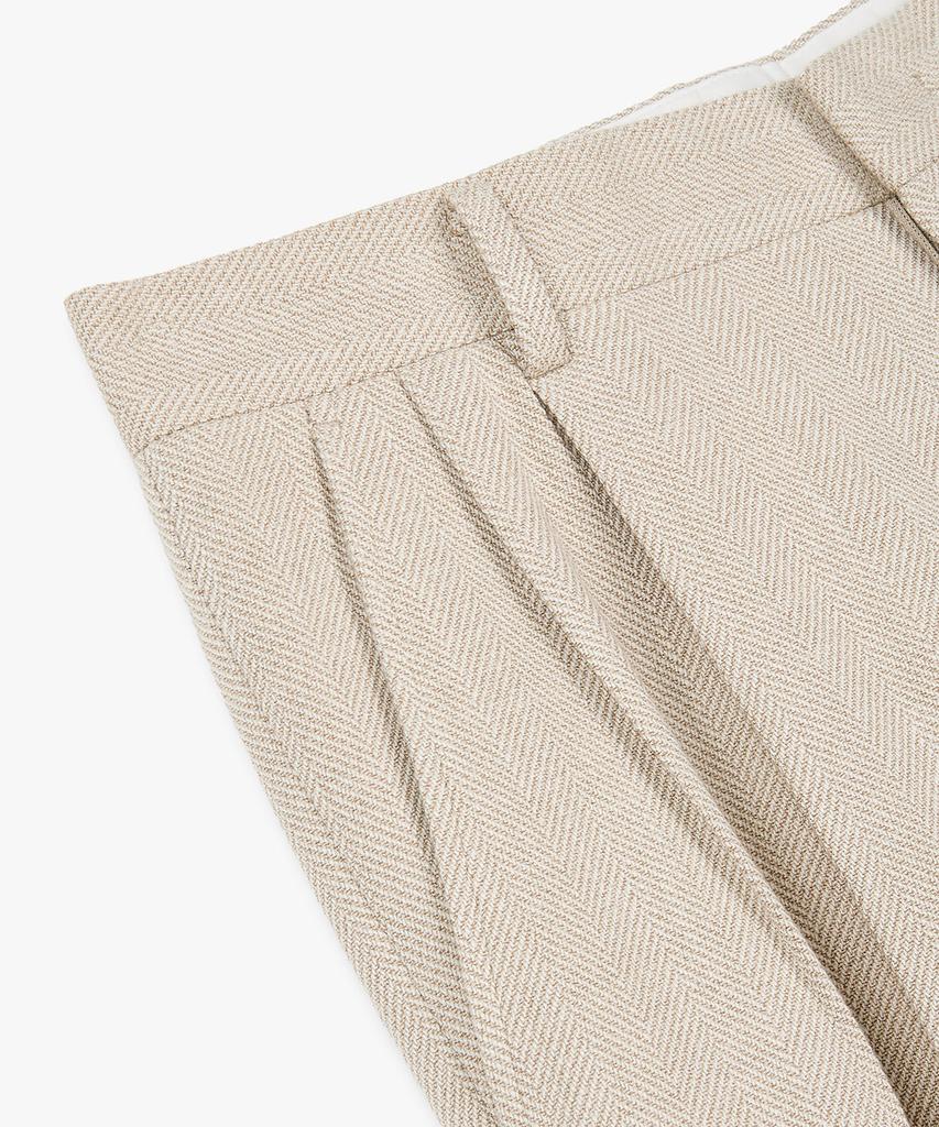 MAN ON THE BOON Cotton Herringbone Two-Tuck Suit Pants_Beige 4716152009