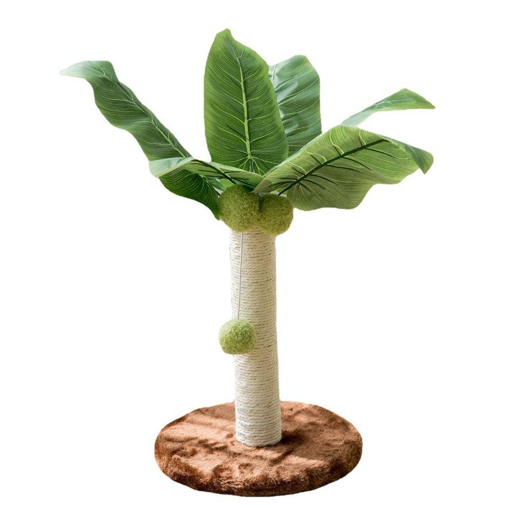 Зеленые листья Когтеточки для кошек Кокосовая пальма Столб для кошек с плюшевым шариком Столб для кошачьих царапин из сизаля