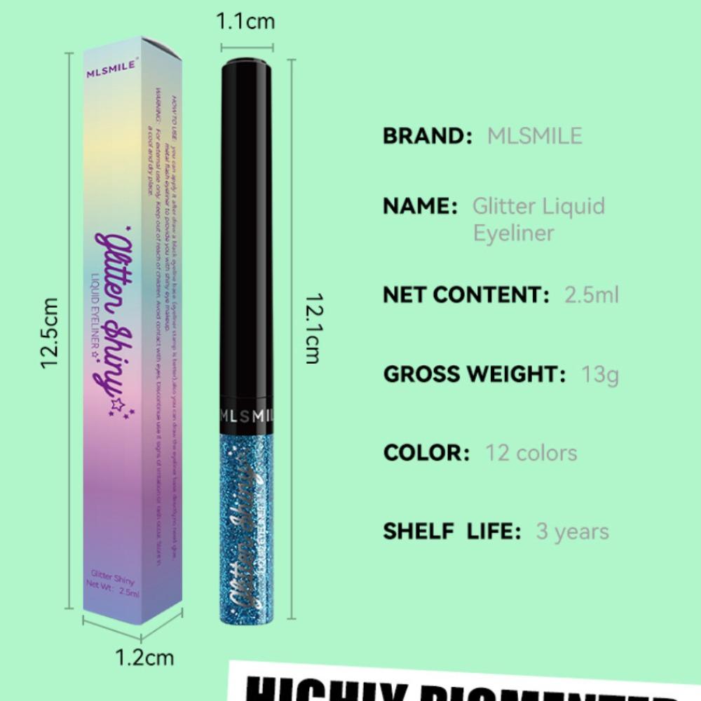 MLSMILE Pearlescent Liquid Eyeliner, Explosive Colorful Glitter Eye Shadow, Waterproof Non-smudge Eyeliner