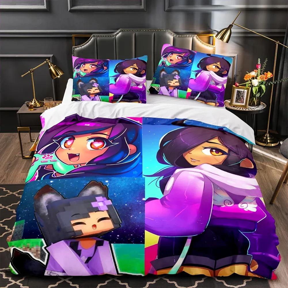 APHMAU Bed Linen Kit Single Size Size Single Size Full Queen Size King Dimension Size Kawaii Aphmau Bed Kit Aldult Kid Bedroom Duvetcover Sets