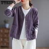 Restore V-Neck Corduroy Coat Spring Autumn Jacket Female Short Single-Breasted Casual Korean Coat Tops Women Clothing
