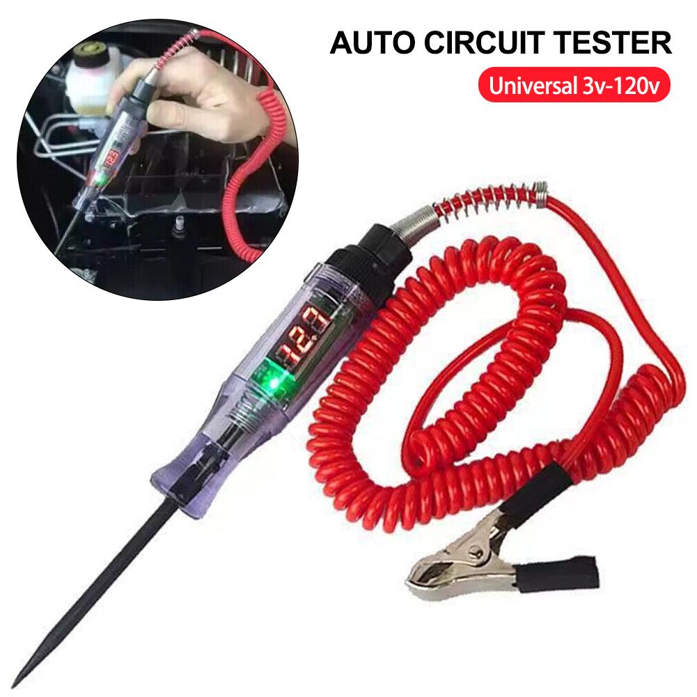 Universal 12V 24V LED Display Car Circuit Tester Pen Probe 3-120v Electric Fuse Test Light Voltage Pen Detector Mass Air Flow 3