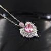 Jewelry Design Angel Wings Necklace Simulation Pink Diamond Heart Pendant Women's Versatile Fashion Clavicle Chain National Style