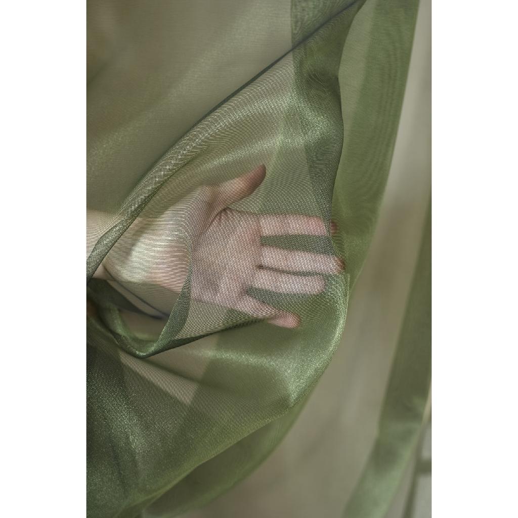 Изумрудно-зеленая зеленая глажка яркая тюлевая занавеска - Olin - без ворса - экстракты усадки