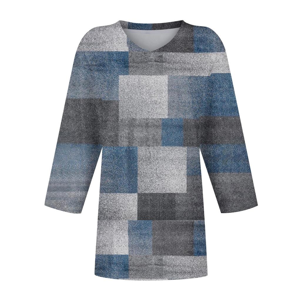 Womens Plus Size Tops 3/4 Sleeve Sleeve Shirts V Neck Casual Clothing Clothes Prints Tops