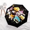 Hello Kitty and Friends Halloween Automatic 3-Fold Umbrella Design, Cute Cartoon Pattern, Portable Outdoor Umbrella, Perfect, Holiday Gift for Disney