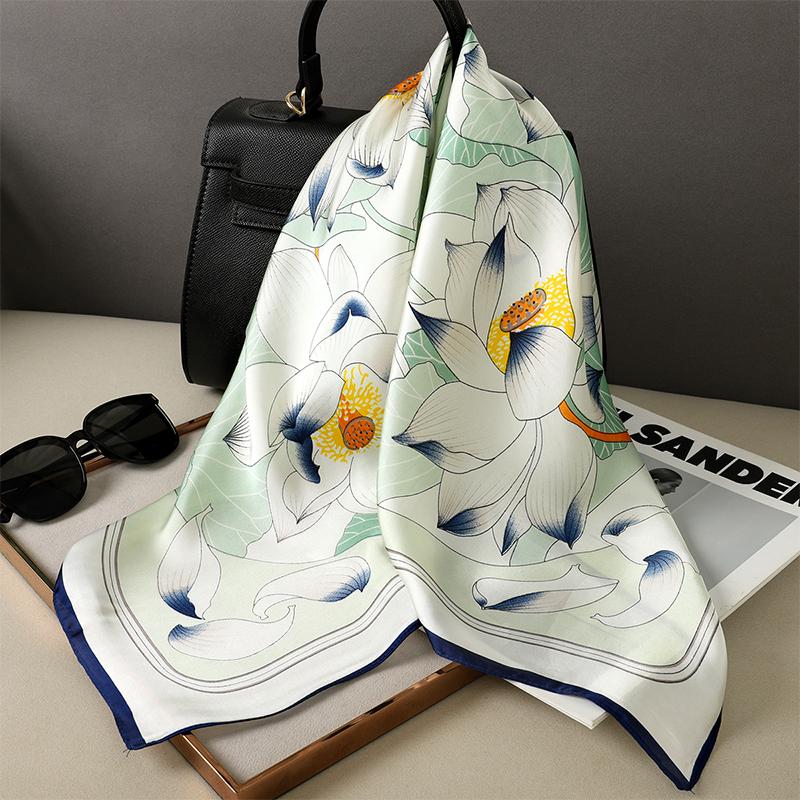 Роскошный брендовый квадратный шелковый шарф женский ободок для волос с принтом маленькие атласные шали платки женские повязки на голову бандана